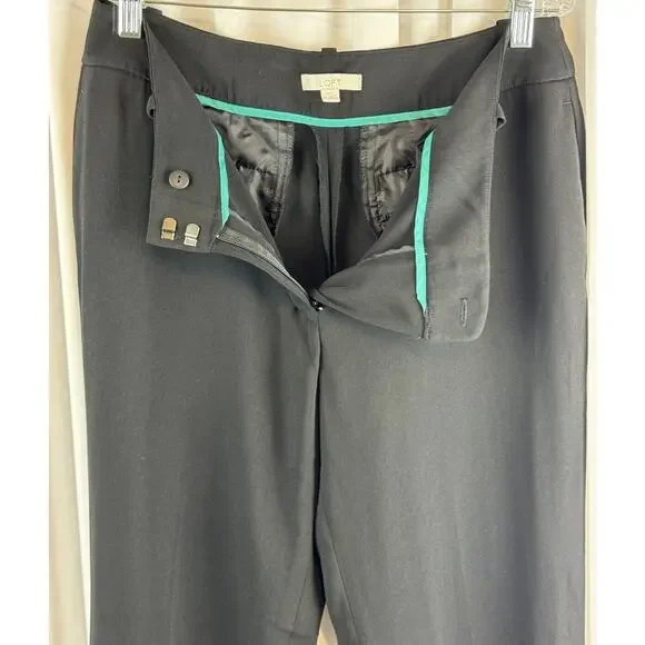 Ann Taylor LOFT Julie Fit Crepe Trousers Black  6 T Dark Academia Witchy  66-41 - Picture 12 of 15